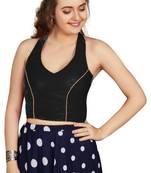 Women's Black Velvet Solid Readymade Blouse