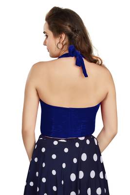 Women's Blue Velvet Solid Readymade Blouse 2