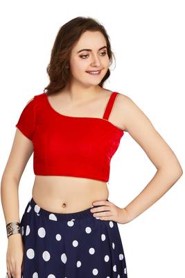 Women's Red Velvet Solid Readymade Blouse 1