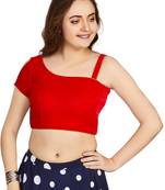 Women's Red Velvet Solid Readymade Blouse