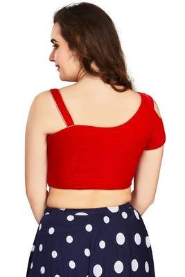 Women's Red Velvet Solid Readymade Blouse 3