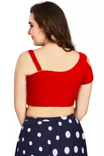 Women's Red Velvet Solid Readymade Blouse