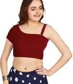 Women's Maroon Velvet Solid Readymade Blouse