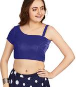 Women's Blue Velvet Solid Readymade Blouse
