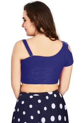 Women's Blue Velvet Solid Readymade Blouse 3