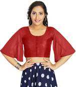 Women's Red Art Silk Umbrella Sleeves Readymade Blouse