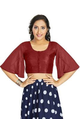 Women's Maroon Art Silk Umbrella Sleeves Readymade Blouse 1