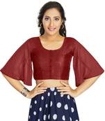 Women's Maroon Art Silk Umbrella Sleeves Readymade Blouse