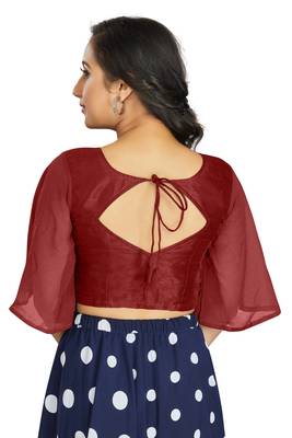 Women's Maroon Art Silk Umbrella Sleeves Readymade Blouse 2