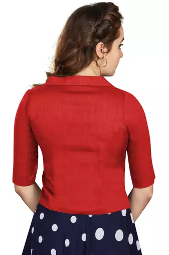 Women's Red Art Silk Button Readymade Blouse