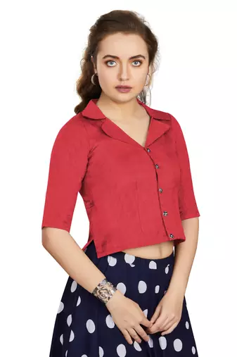 Women's Gajri Art Silk Button Readymade Blouse