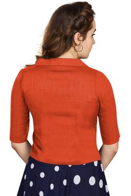 Women's Orange Art Silk Button Readymade Blouse 3