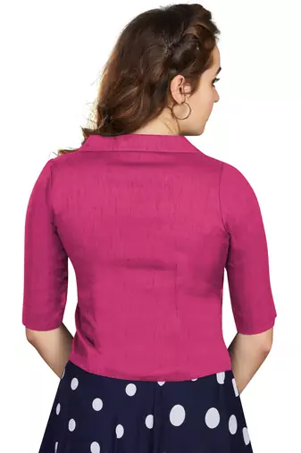 Women's Pink Art Silk Button Readymade Blouse