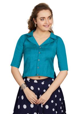 Women's Firozi Art Silk Button Readymade Blouse 1