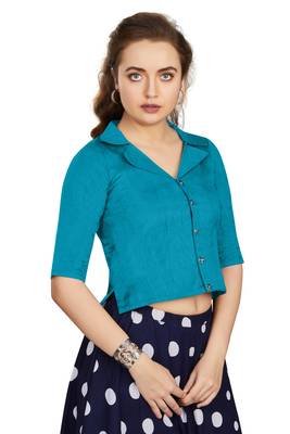 Women's Firozi Art Silk Button Readymade Blouse 2