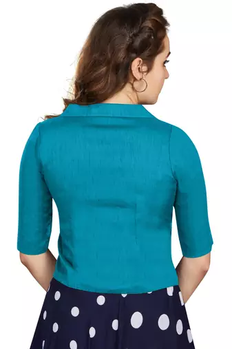 Women's Firozi Art Silk Button Readymade Blouse