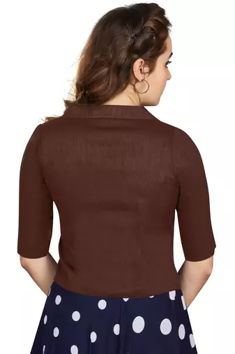Women's Coffee Art Silk Button Readymade Blouse