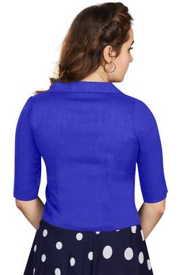 Women's Blue Art Silk Button Readymade Blouse 3
