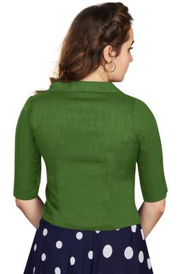 Women's Green Art Silk Button Readymade Blouse 3
