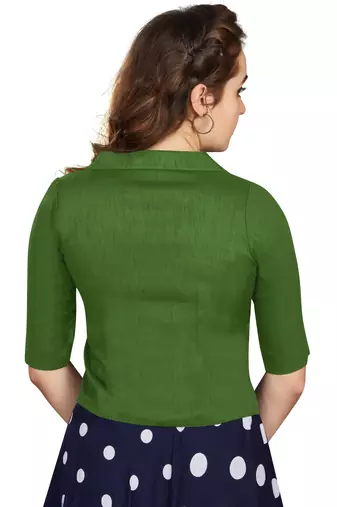 Women's Green Art Silk Button Readymade Blouse