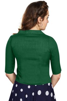 Women's Bottle Green Art Silk Button Readymade Blouse 3