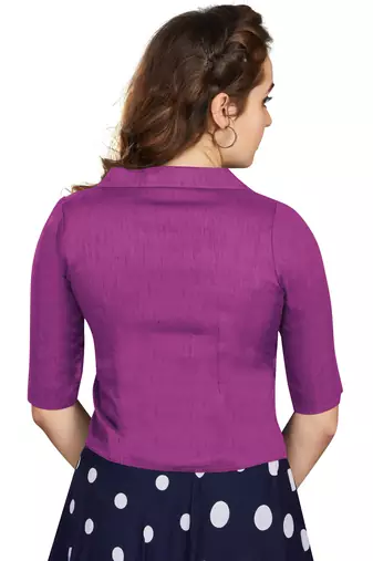 Women's Purple Art Silk Button Readymade Blouse