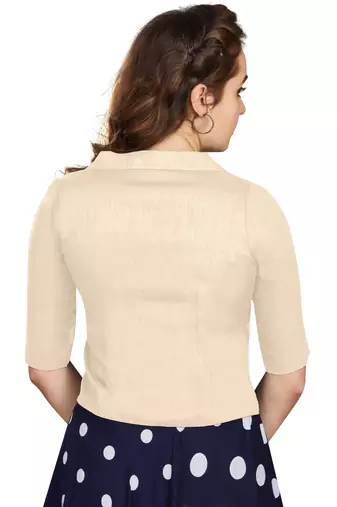 Women's Off White Art Silk Button Readymade Blouse