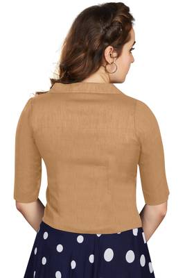 Women's Beige Art Silk Button Readymade Blouse 3