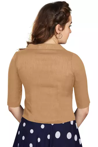 Women's Beige Art Silk Button Readymade Blouse