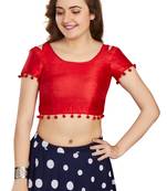 Women's Orange Art Silk Button Readymade Blouse