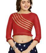 Red Art Silk Designer Party Wear Readymade Blouse