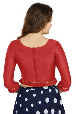 Red Art Silk Designer Party Wear Readymade Blouse 2