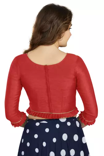 Red Art Silk Designer Party Wear Readymade Blouse