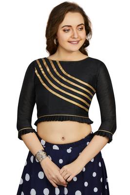 Black Art Silk Designer Party Wear Readymade Blouse 1