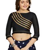 Black Art Silk Designer Party Wear Readymade Blouse