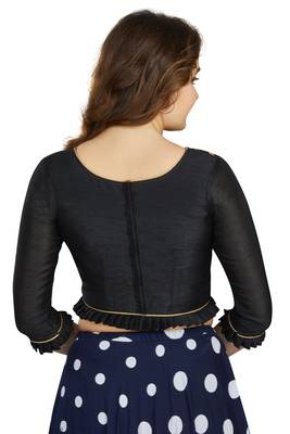 Black Art Silk Designer Party Wear Readymade Blouse 2