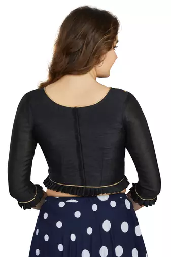 Black Art Silk Designer Party Wear Readymade Blouse
