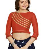 Orange Art Silk Designer Party Wear Readymade Blouse