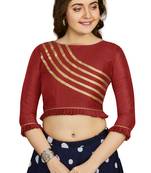 Maroon Art Silk Designer Party Wear Readymade Blouse