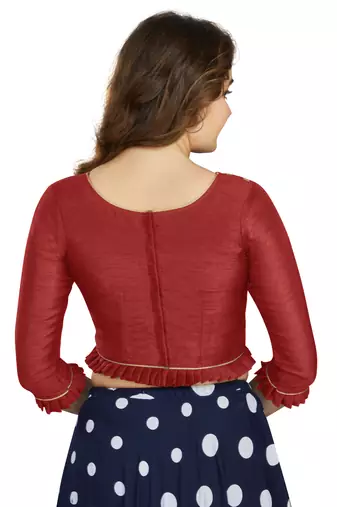 Maroon Art Silk Designer Party Wear Readymade Blouse