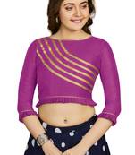 Purple Art Silk Designer Party Wear Readymade Blouse