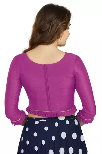 Purple Art Silk Designer Party Wear Readymade Blouse
