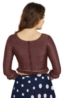 Coffee Art Silk Designer Party Wear Readymade Blouse 2