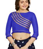 Blue Art Silk Designer Party Wear Readymade Blouse