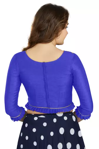 Blue Art Silk Designer Party Wear Readymade Blouse