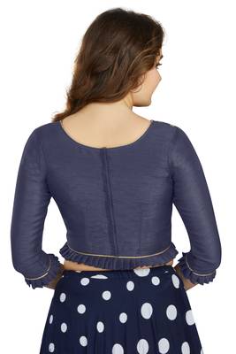 Navy Blue Art Silk Designer Party Wear Readymade Blouse 2