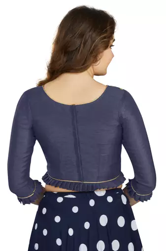 Navy Blue Art Silk Designer Party Wear Readymade Blouse
