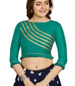 Sea Green Art Silk Designer Party Wear Readymade Blouse