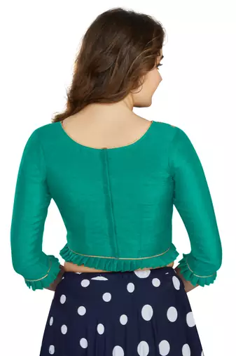 Sea Green Art Silk Designer Party Wear Readymade Blouse