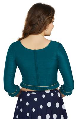 Teal Art Silk Designer Party Wear Readymade Blouse 2